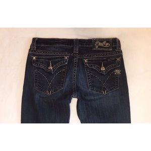Miss Me Jeans Dark Blue Gold Stitching (28 waist)